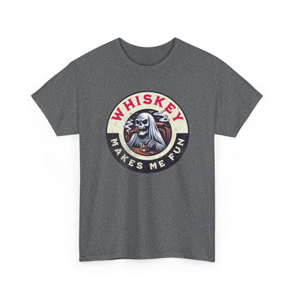 Whiskey Makes Me Fun T-Shirt — Vintage Skull Whiskey Graphic Tee