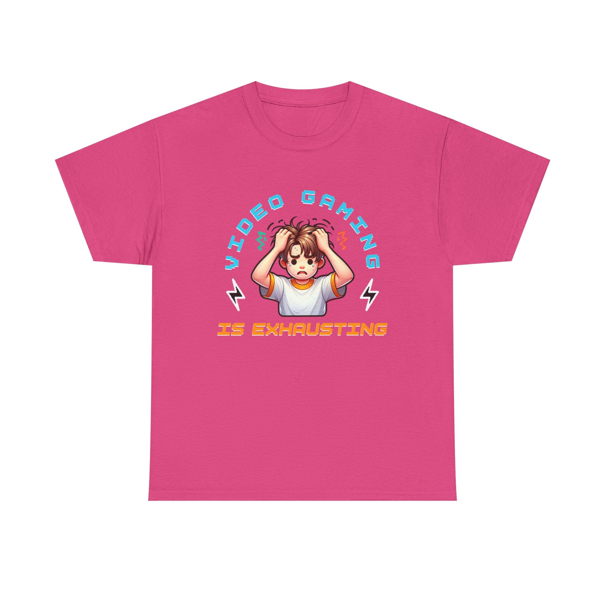 Gaming T‑Shirt — "Video Gaming Is Exhausting" Cute Anime Gamer Tee