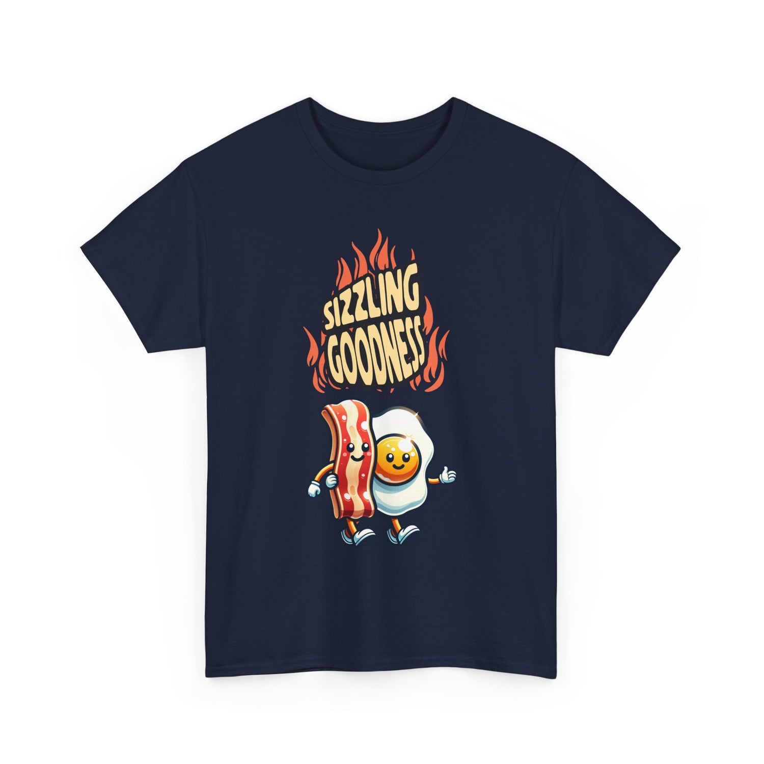 Sizzling Goodness Breakfast T-Shirt — Bacon &amp; Egg Cartoon Tee
