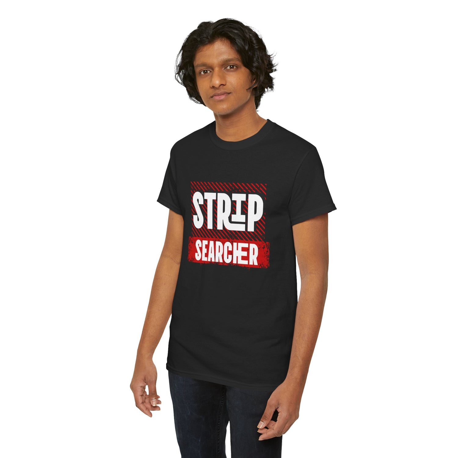 Step Searcher Graphic Tee — Vintage Red Stamped Design