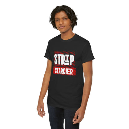 Step Searcher Graphic Tee — Vintage Red Stamped Design
