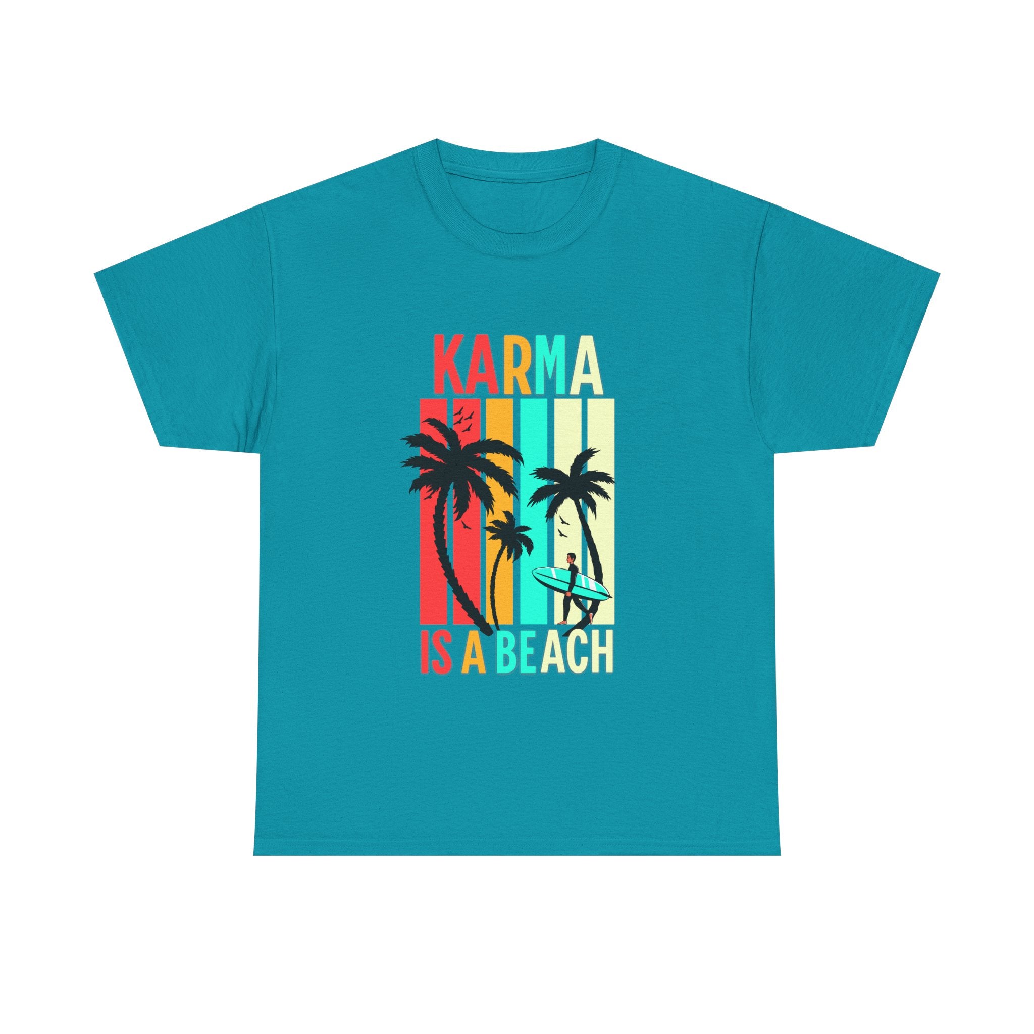 Karma Is A Beach T-Shirt – Vintage Palm Tree Surf Graphic Tee