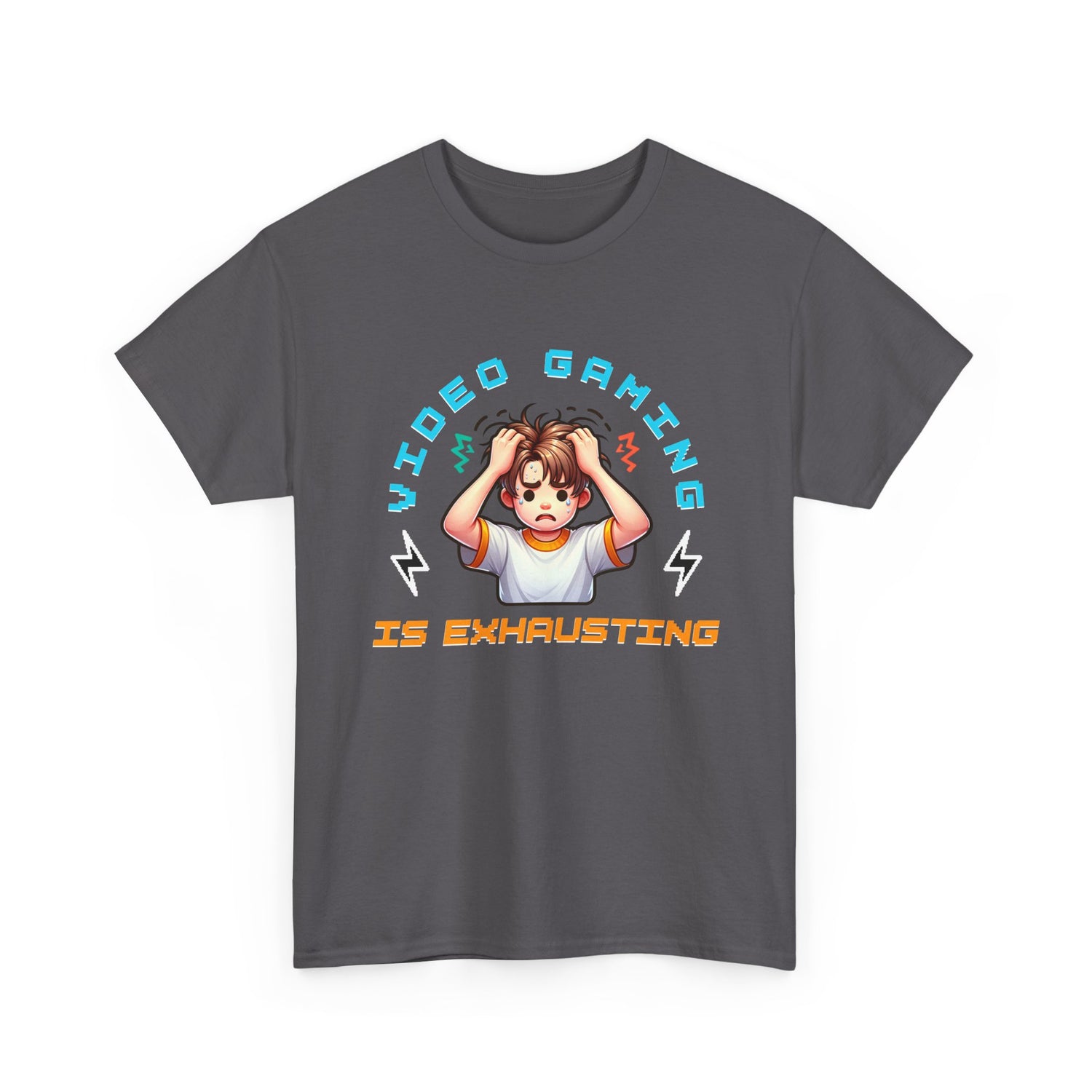 Gaming T‑Shirt — "Video Gaming Is Exhausting" Cute Anime Gamer Tee