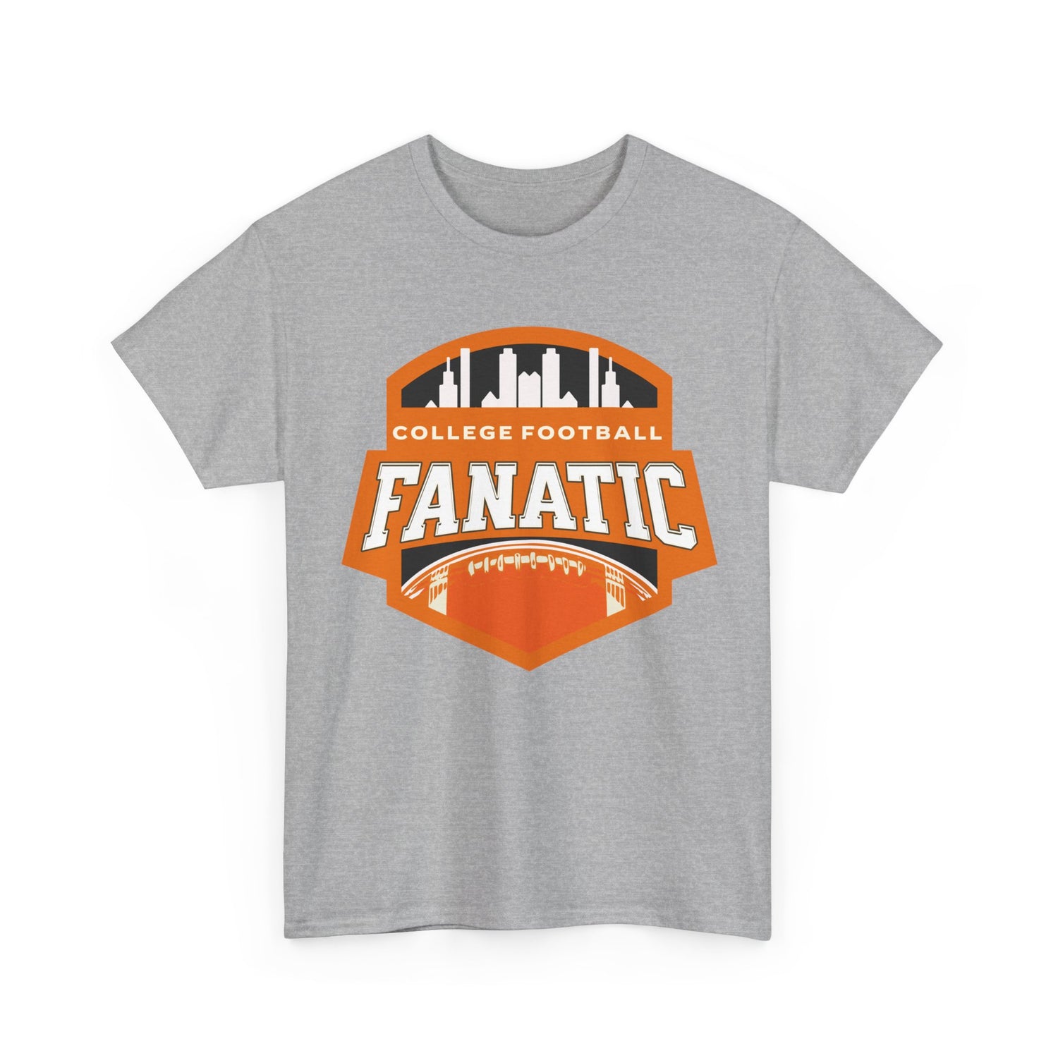 College Football Fanatic T-Shirt — Retro Orange Football Badge Tee