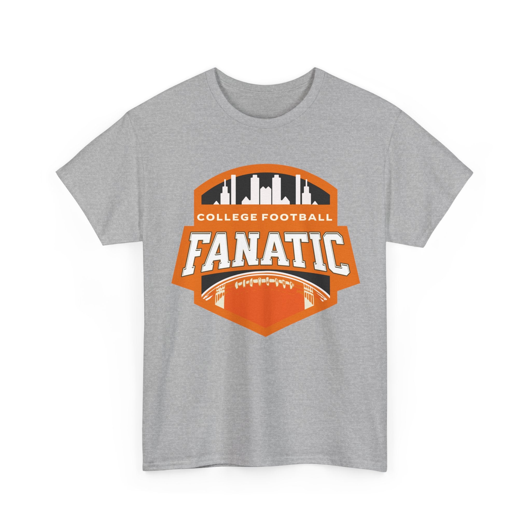 College Football Fanatic T-Shirt — Retro Orange Football Badge Tee