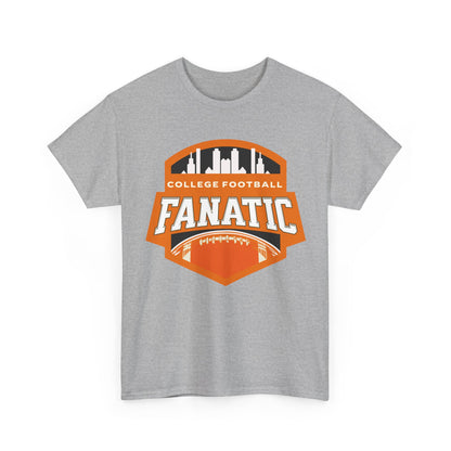 College Football Fanatic T-Shirt — Retro Orange Football Badge Tee