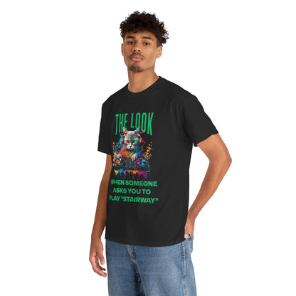 Cat DJ T‑Shirt — “The Look When Someone Asks You to Play ‘Stairway’”