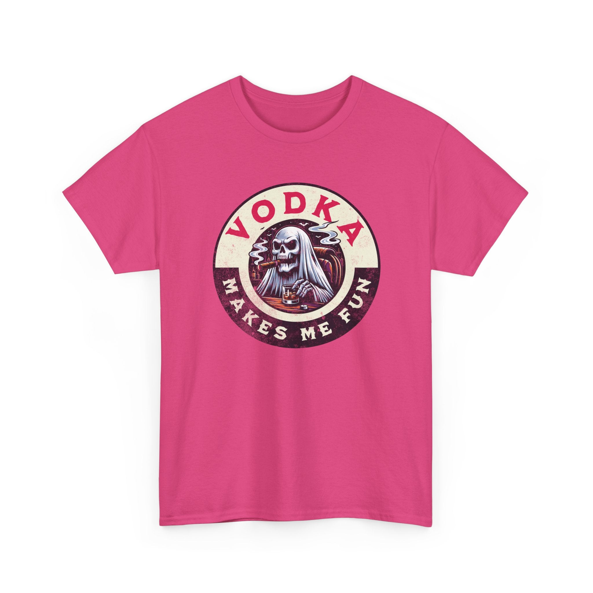 Vodka Makes Me Fun T-Shirt - Retro Skull Drinking Graphic Tee