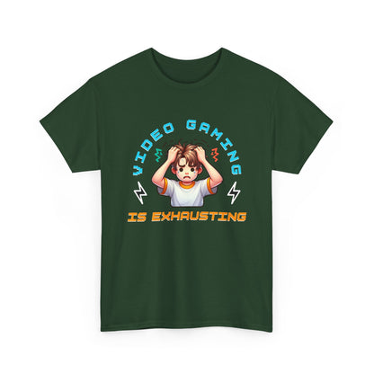 Gaming T‑Shirt — "Video Gaming Is Exhausting" Cute Anime Gamer Tee