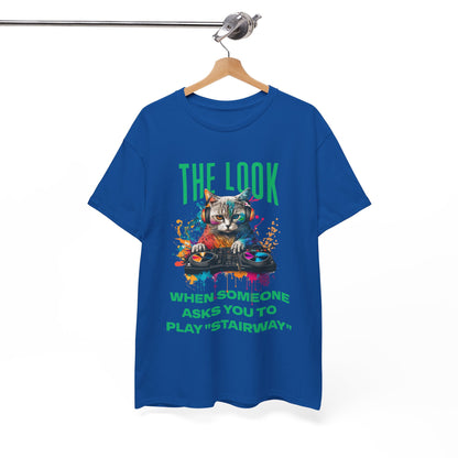 Cat DJ T‑Shirt — “The Look When Someone Asks You to Play ‘Stairway’”