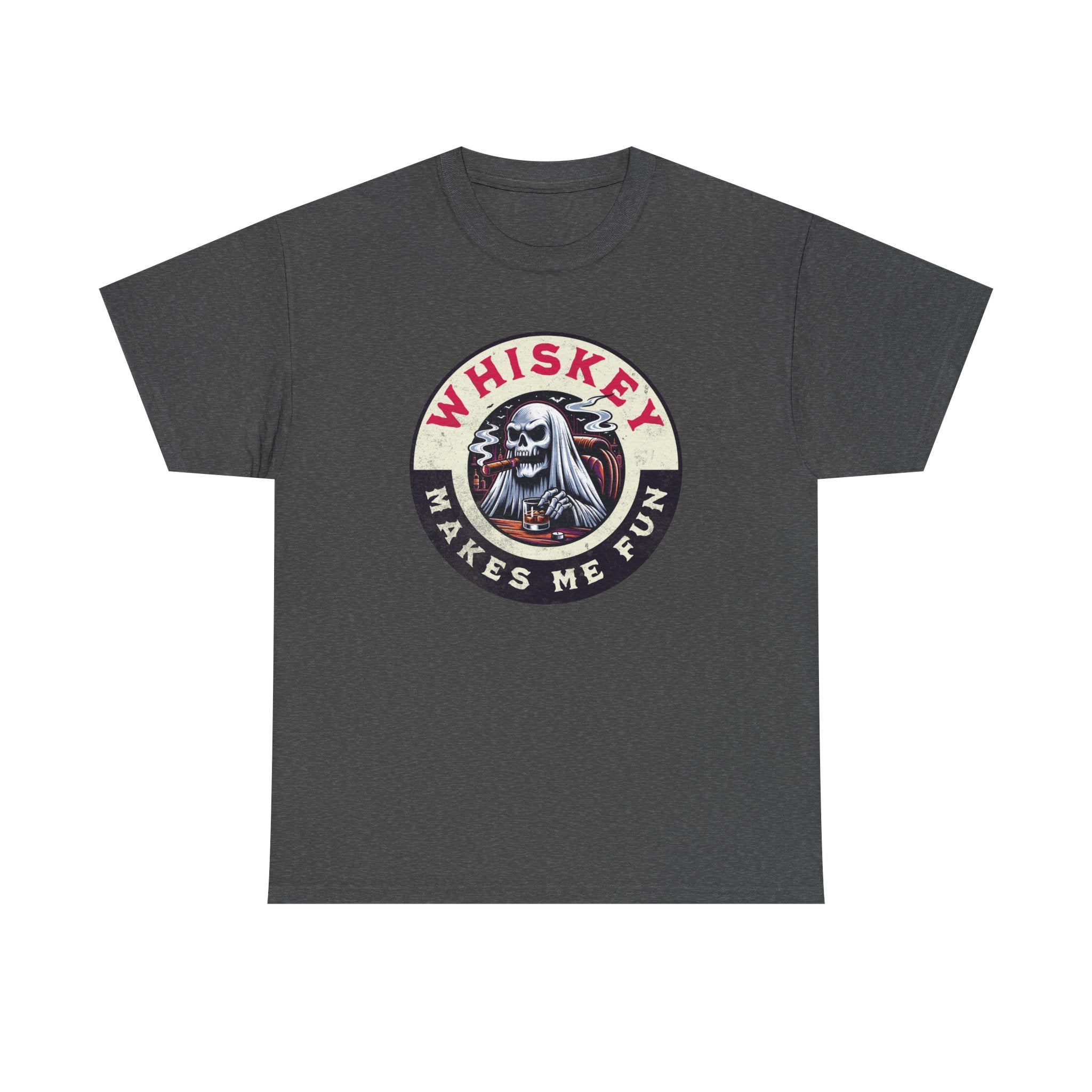 Whiskey Makes Me Fun T-Shirt — Vintage Skull Whiskey Graphic Tee