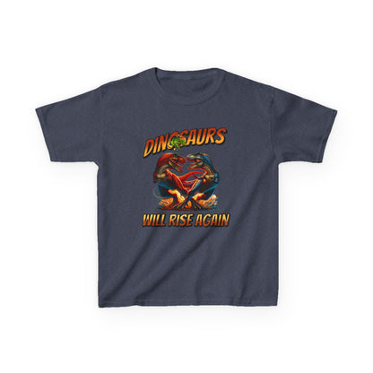 Kids Tee — "Dinosaurs Will Rise Again" Retro T-Rex Graphic