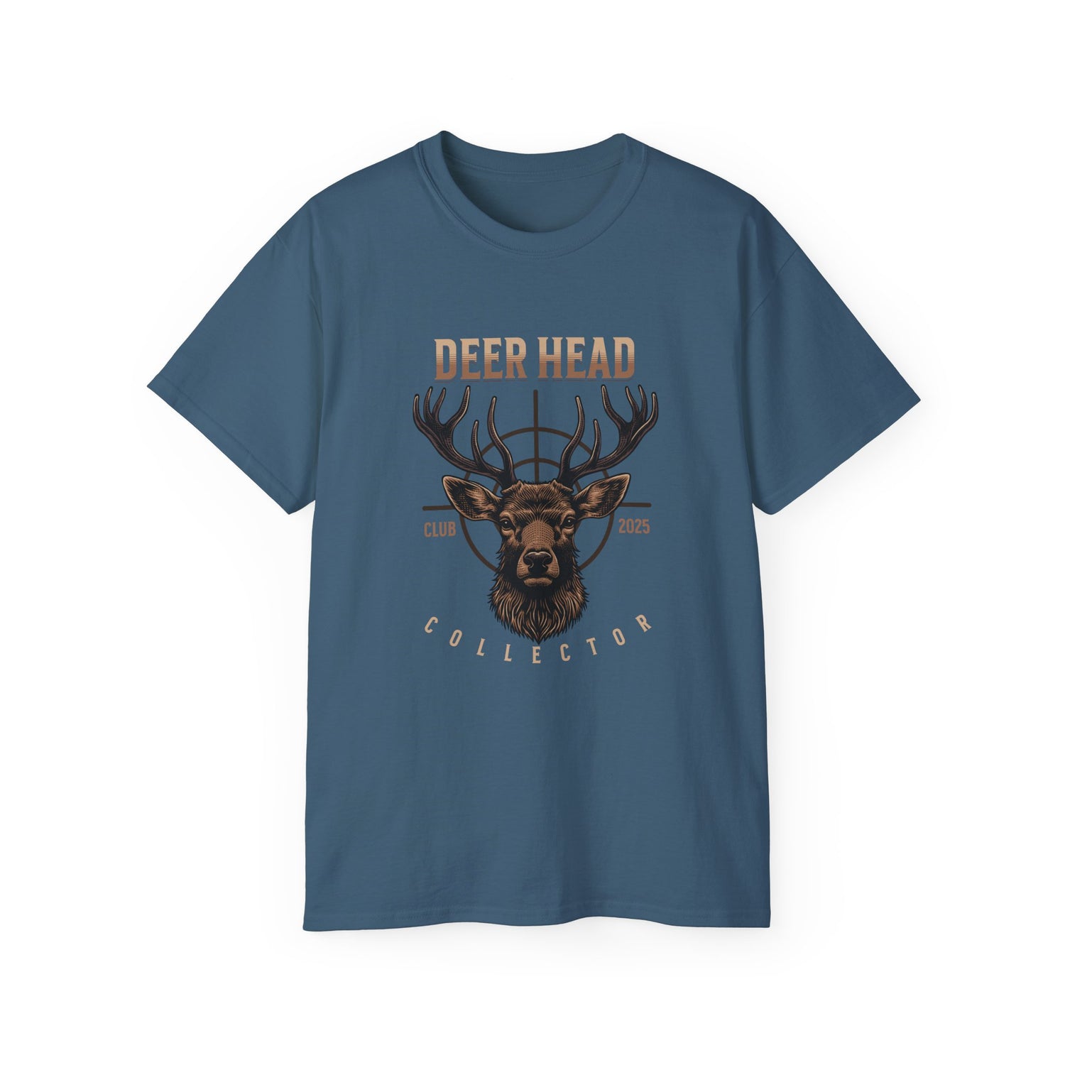 Deer Head Collector Cotton Hunting Tee - Indigo Blue