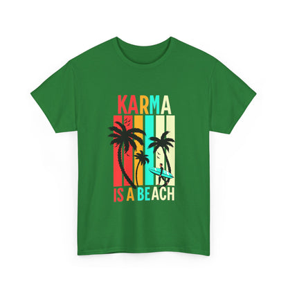 Karma Is A Beach T-Shirt – Vintage Palm Tree Surf Graphic Tee
