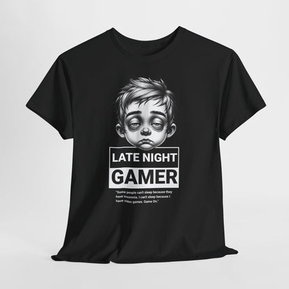 Late Night Gamer T-Shirt — Funny Sleepy Gamer Graphic Tee