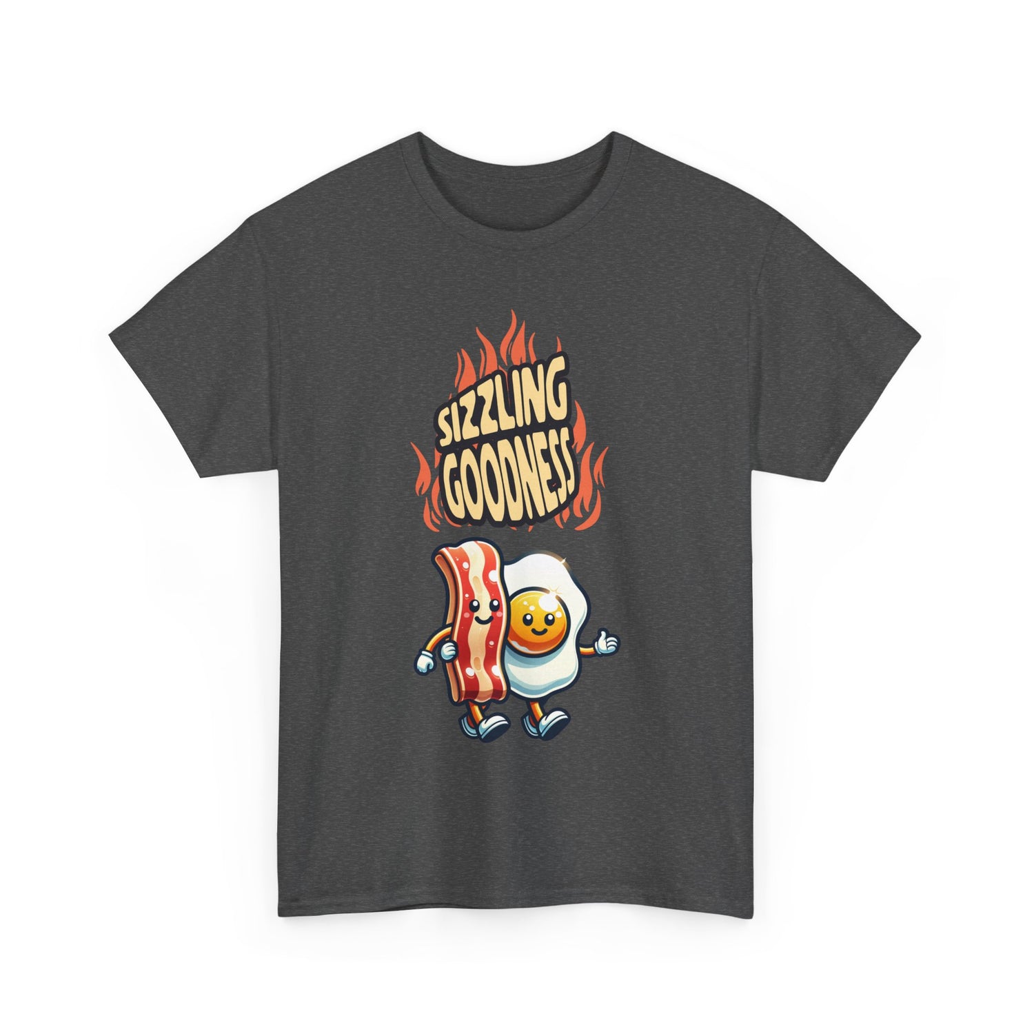 Sizzling Goodness Breakfast T-Shirt — Bacon &amp; Egg Cartoon Tee