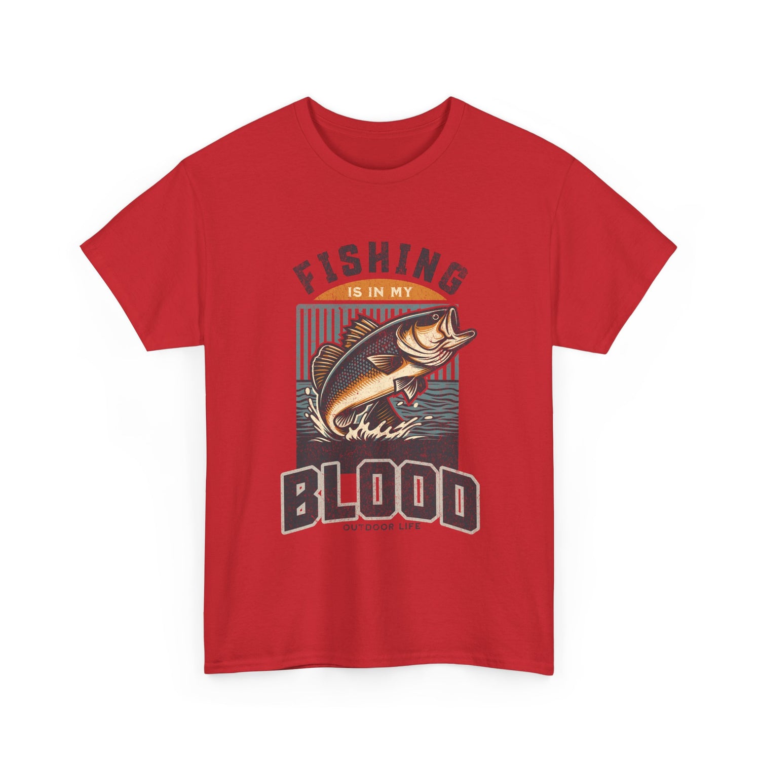 Fishing Is My Blood T-Shirt — Retro Bass Graphic Tee for Anglers