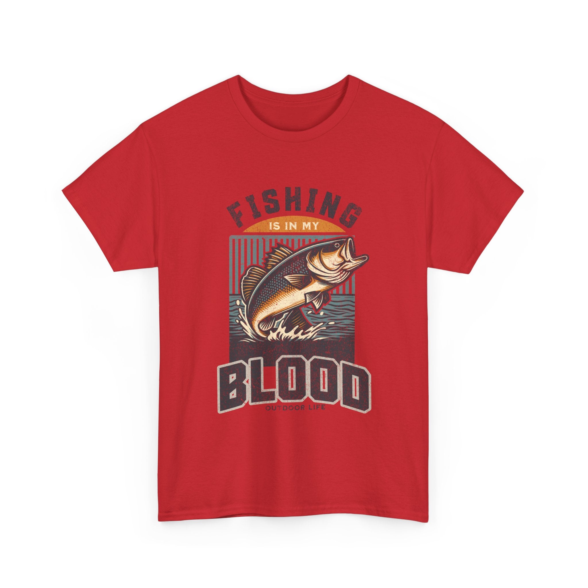 Fishing Is My Blood T-Shirt — Retro Bass Graphic Tee for Anglers