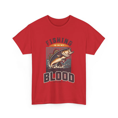 Fishing Is My Blood T-Shirt — Retro Bass Graphic Tee for Anglers