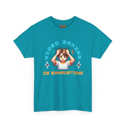 Gaming T‑Shirt — "Video Gaming Is Exhausting" Cute Anime Gamer Tee