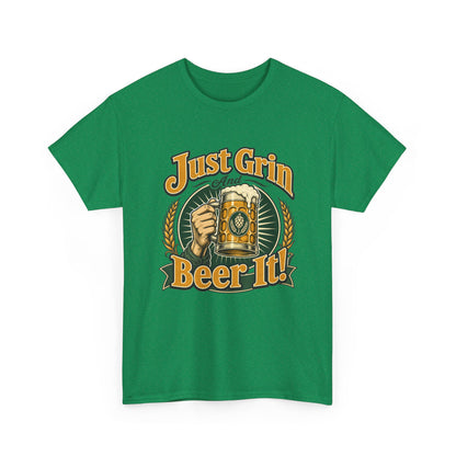 Just Grin and Beer It! Graphic Tee — Funny Beer Mug T-Shirt for Beer Lovers