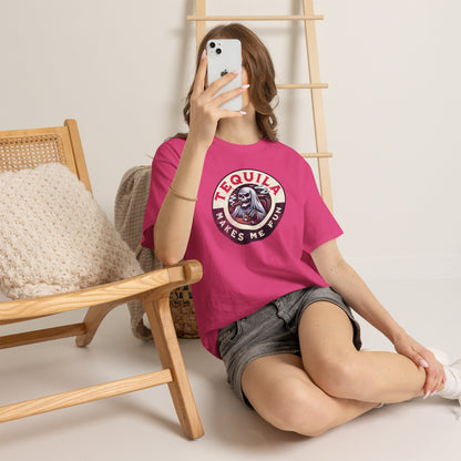 Tequila Makes Me Fun T-Shirt – Funny Party Graphic Tee with Skull &amp; Bottle Design