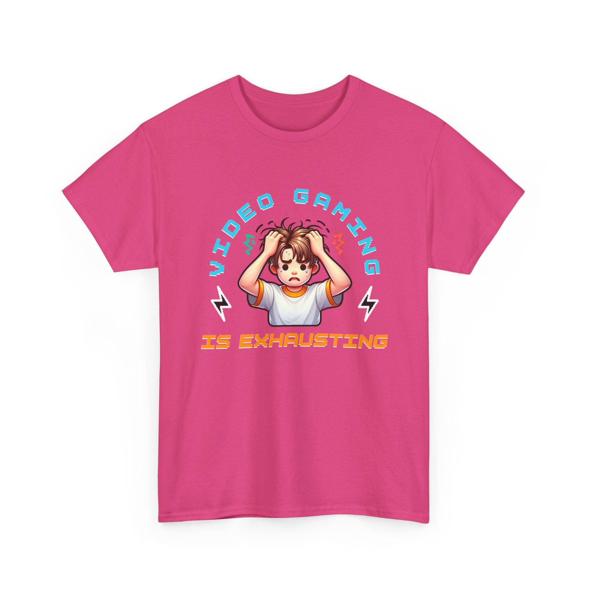 Gaming T‑Shirt — "Video Gaming Is Exhausting" Cute Anime Gamer Tee