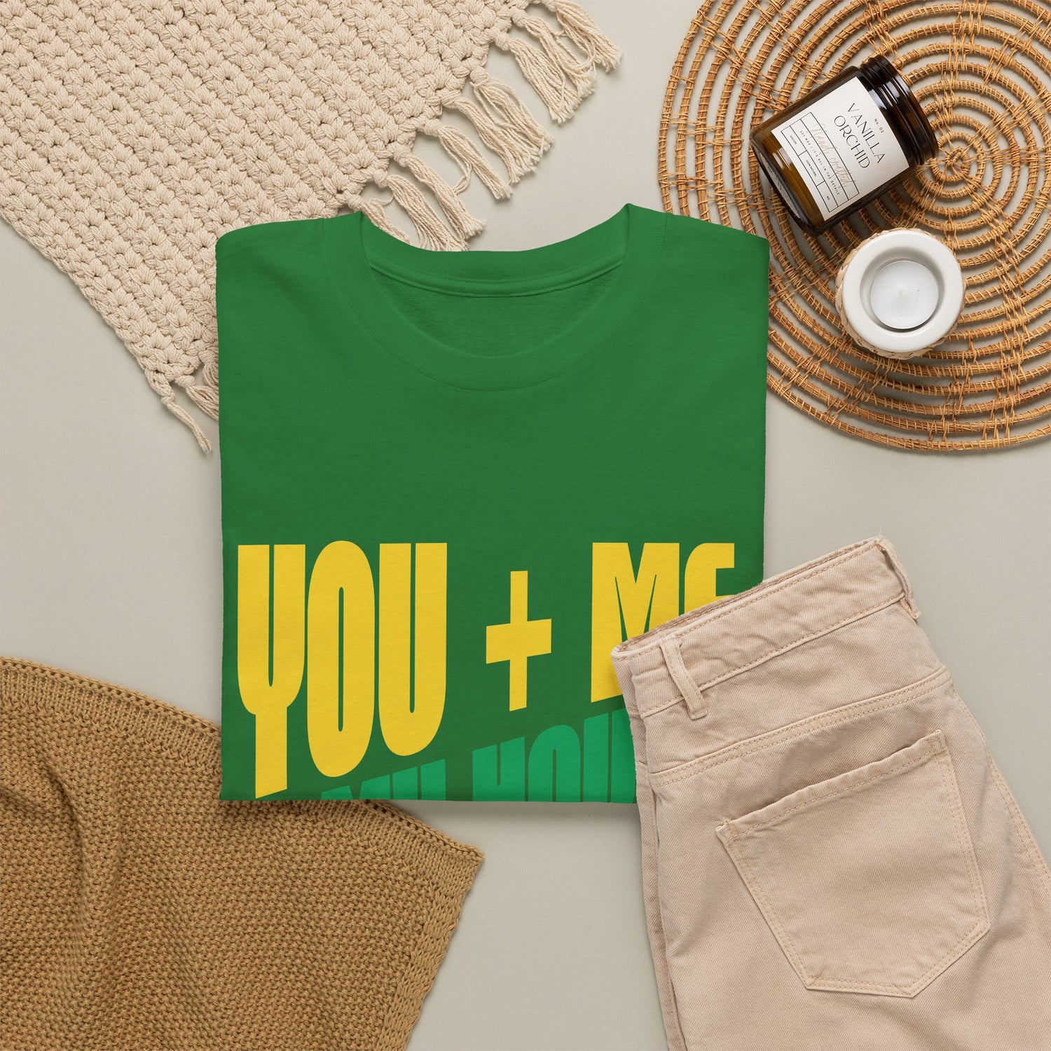 Funny Tee — "You + Me + My House = Good Time" Colorful Suggestive Tee
