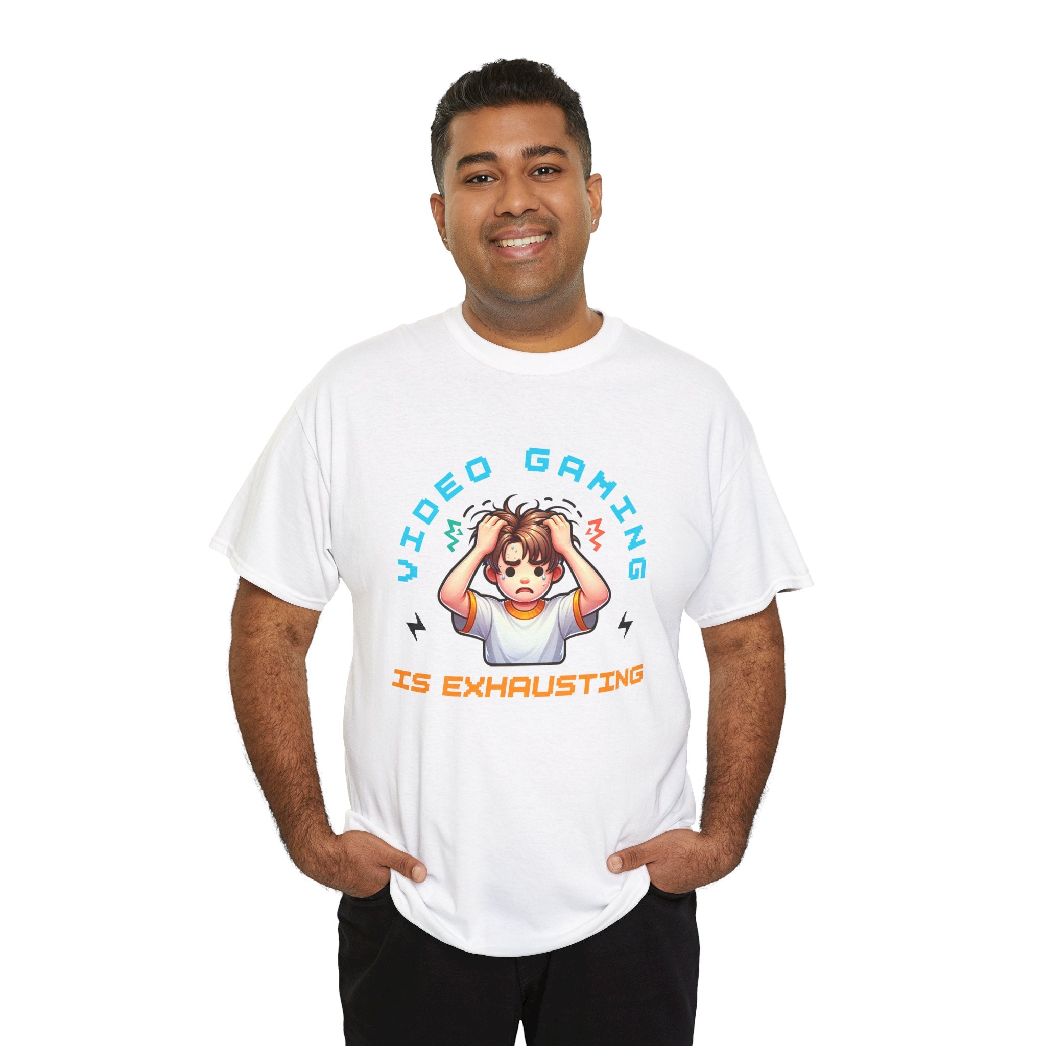 Gaming T‑Shirt — "Video Gaming Is Exhausting" Cute Anime Gamer Tee