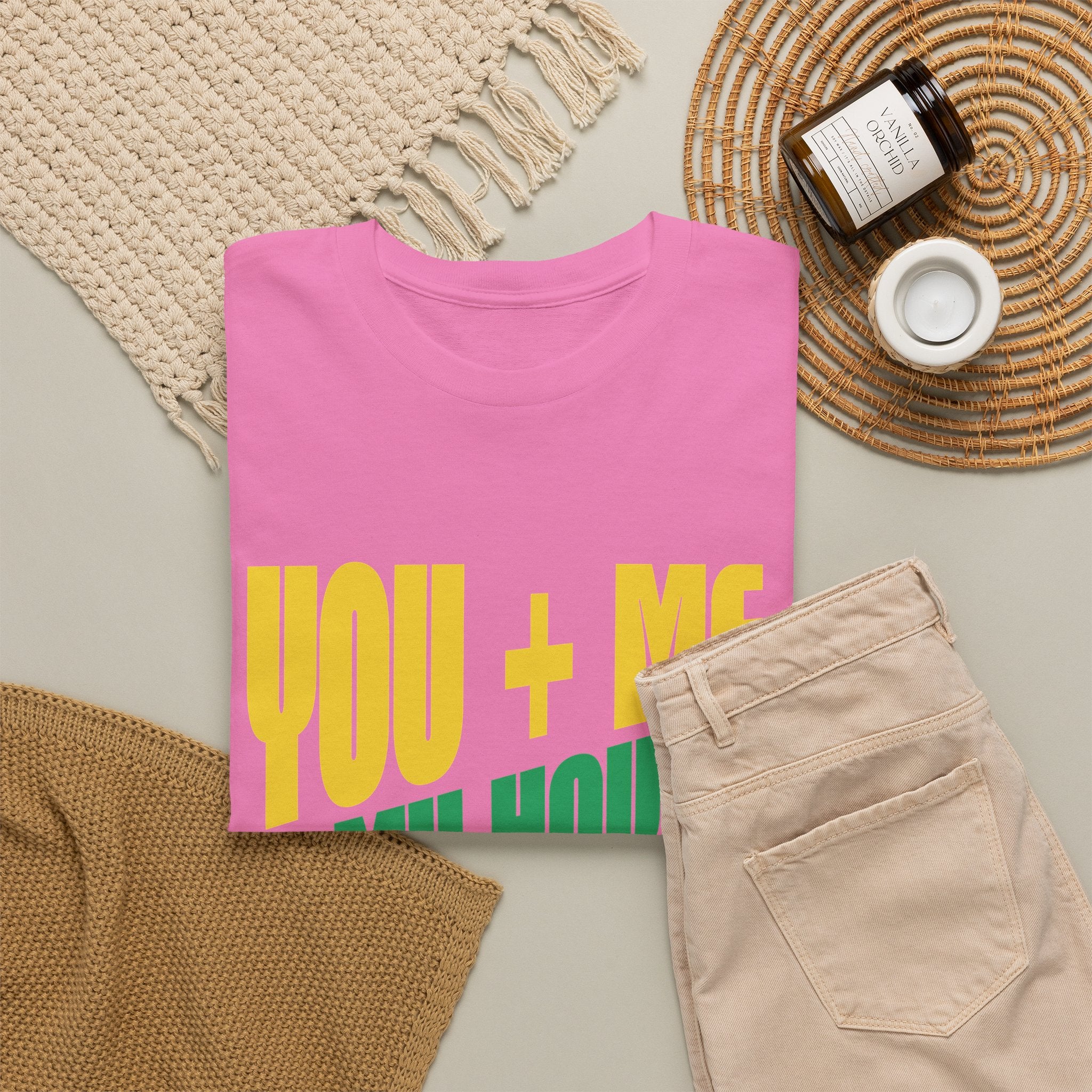 Funny Tee — "You + Me + My House = Good Time" Colorful Suggestive Tee