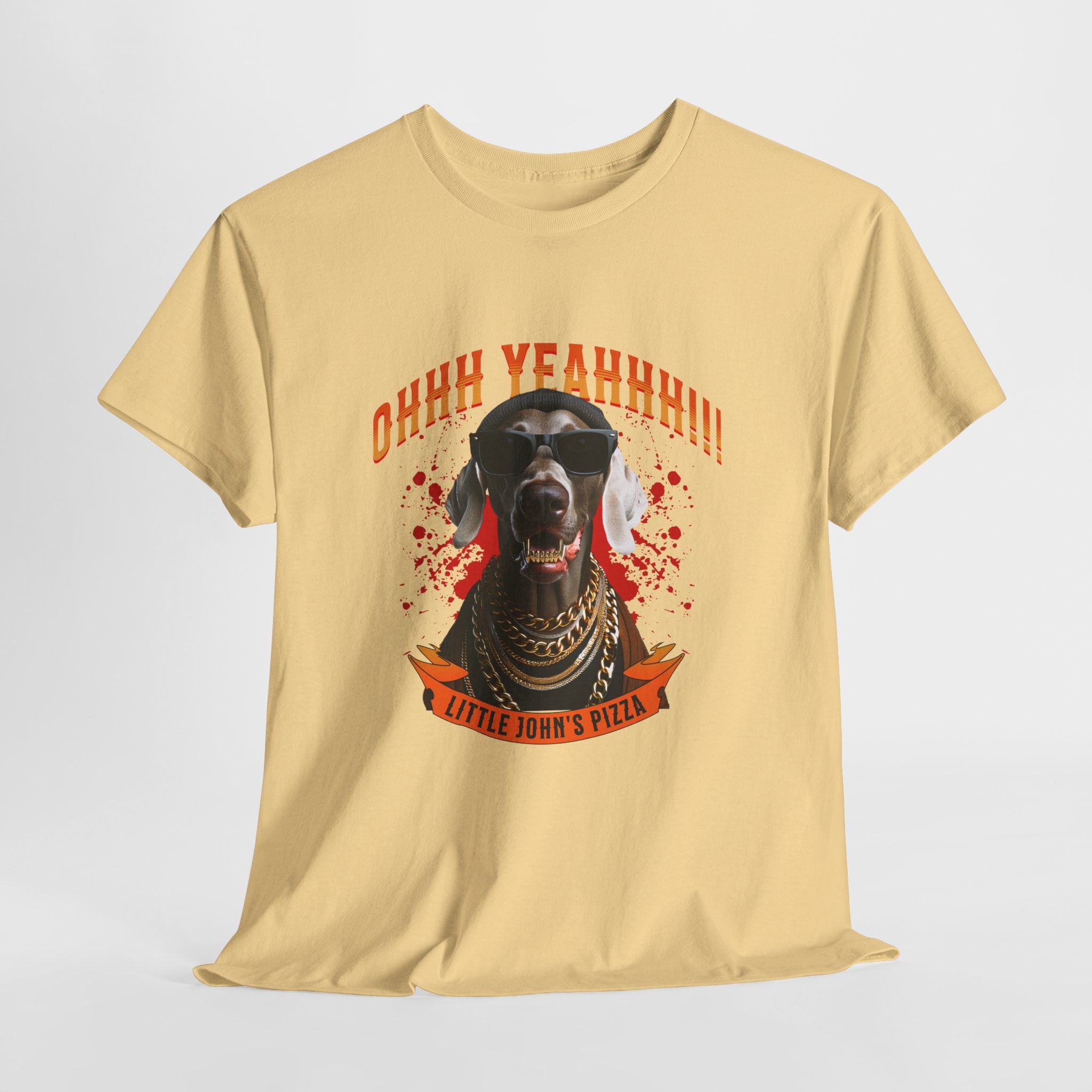 Little Johns Pizza Lover Unisex Tee, Ohhh Yeahhh Graphic Tee, Funny Dog T-Shirt, Food Lover Gift, Unisex Cotton Shirt