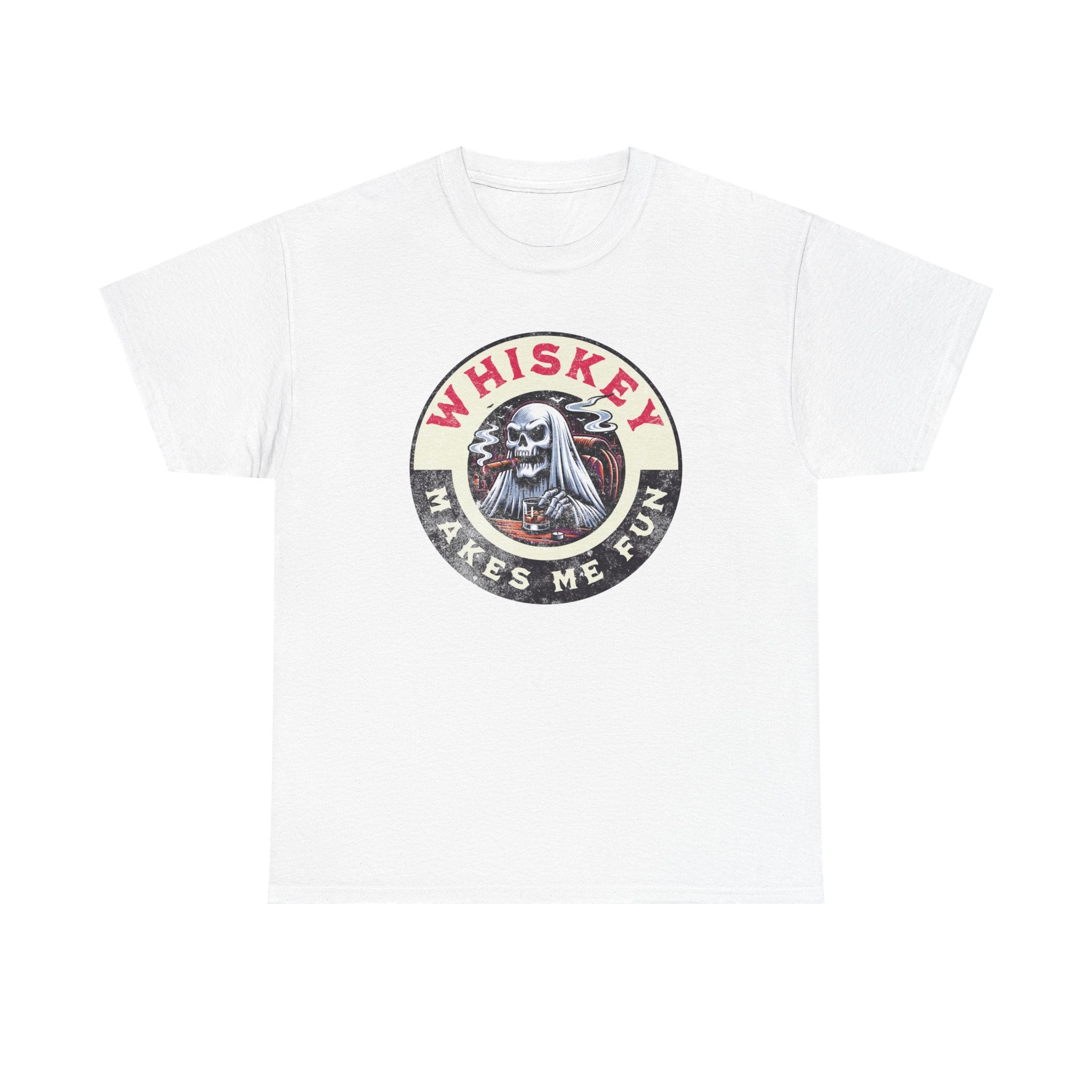 Whiskey Makes Me Fun T-Shirt — Vintage Skull Whiskey Graphic Tee