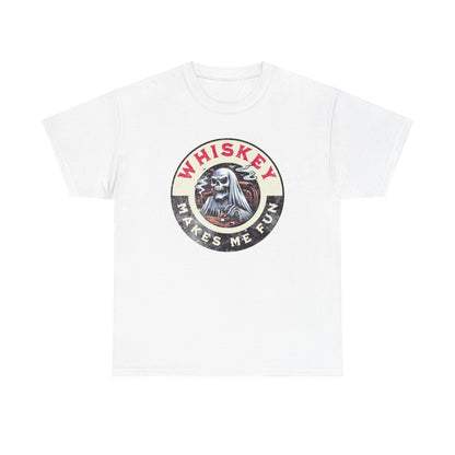 Whiskey Makes Me Fun T-Shirt — Vintage Skull Whiskey Graphic Tee
