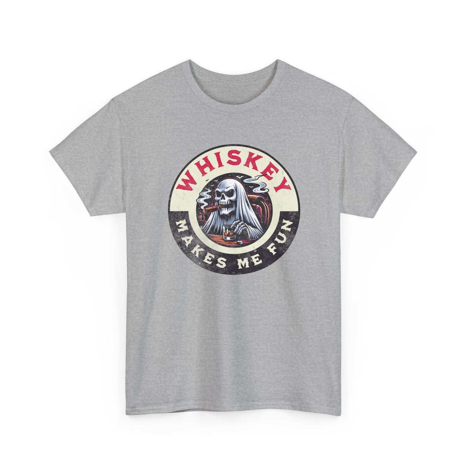 Whiskey Makes Me Fun T-Shirt — Vintage Skull Whiskey Graphic Tee