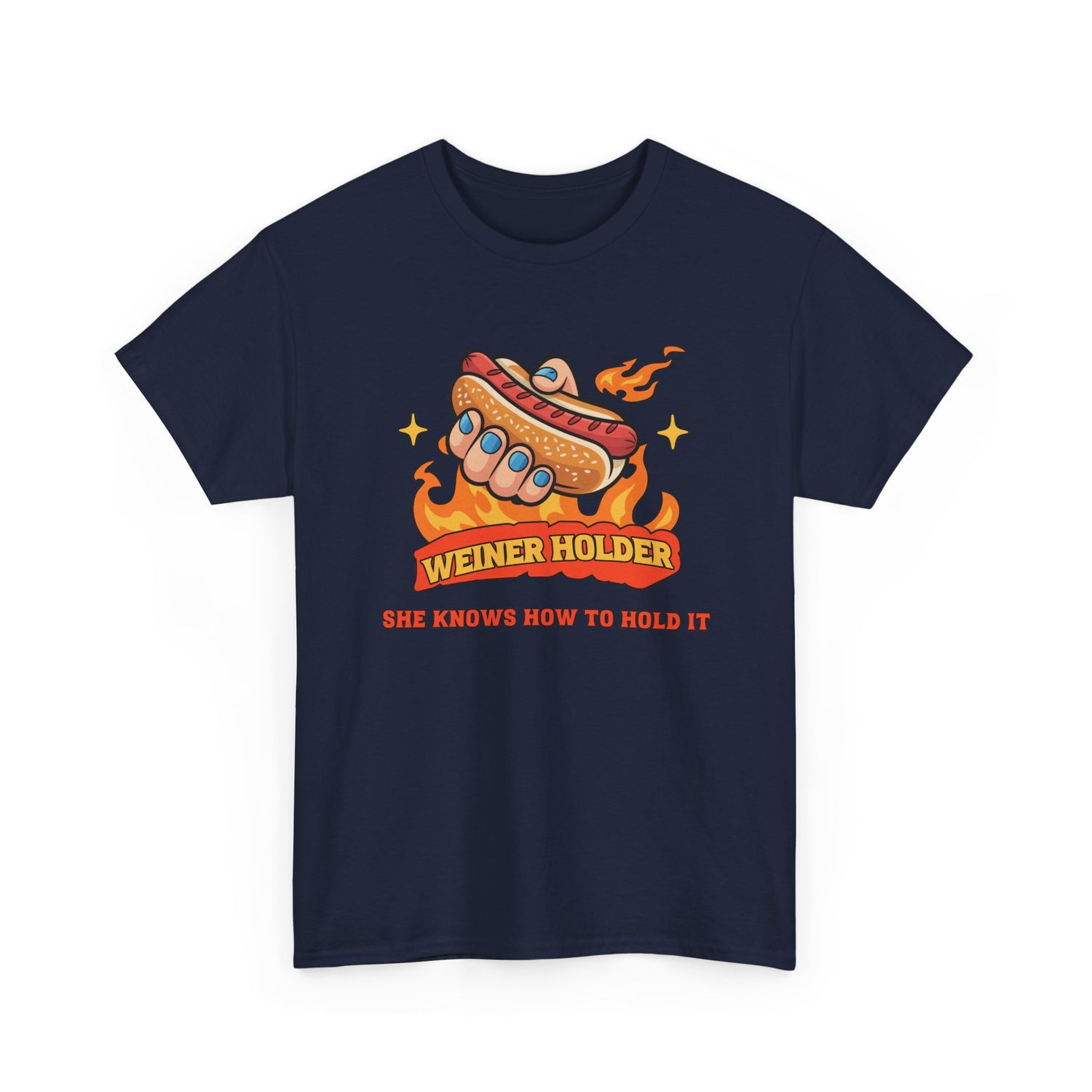 Funny Hot Dog T-Shirt — Weiner Holder Adult-Themed Tee