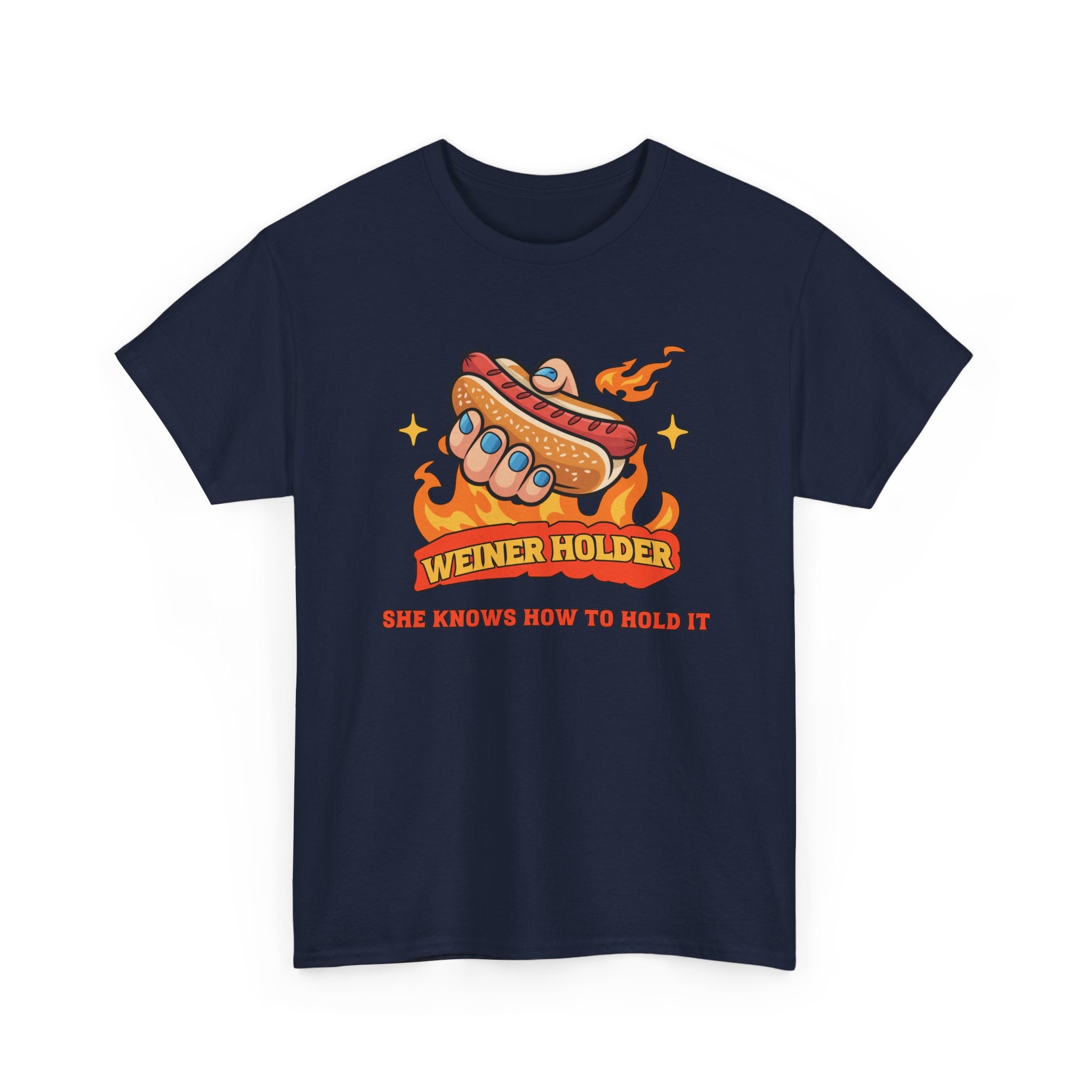 Funny Hot Dog T-Shirt — Weiner Holder Adult-Themed Tee