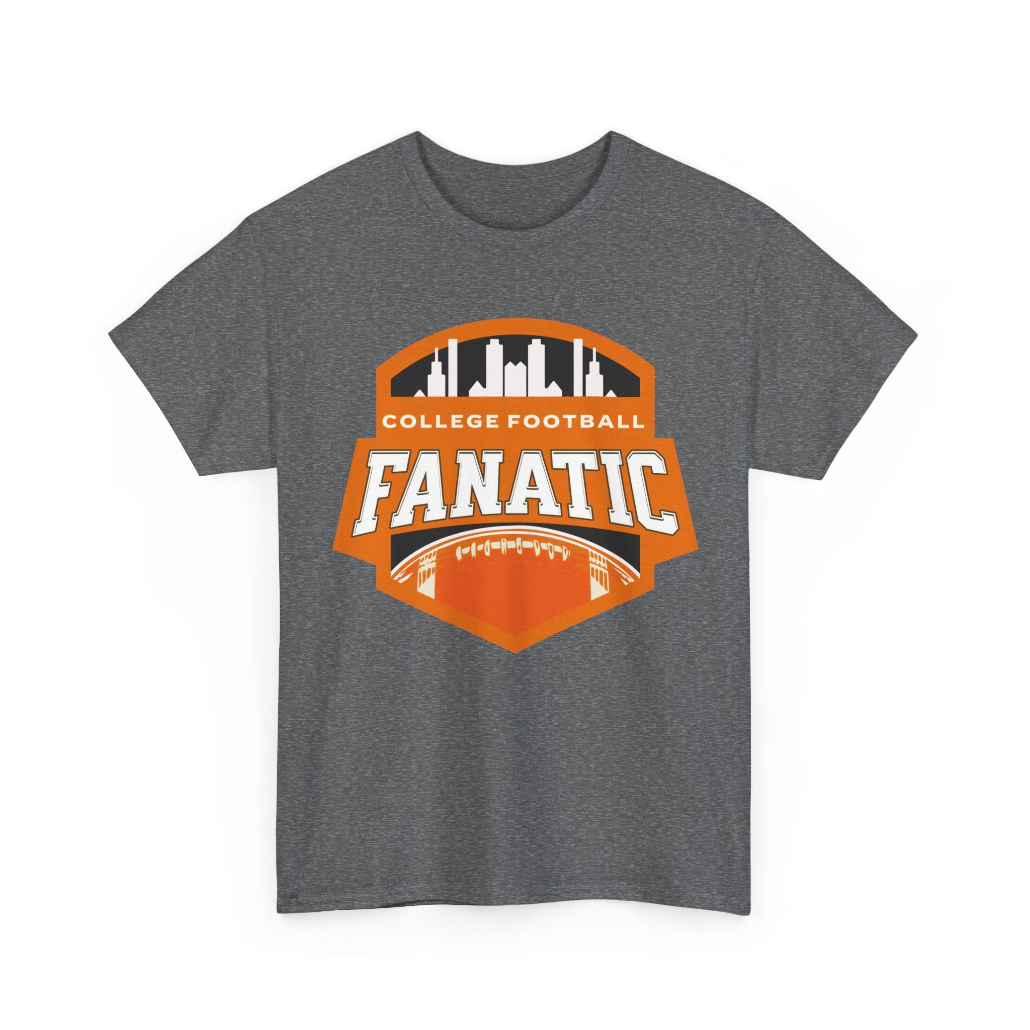 College Football Fanatic T-Shirt — Retro Orange Football Badge Tee