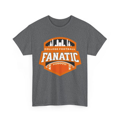College Football Fanatic T-Shirt — Retro Orange Football Badge Tee