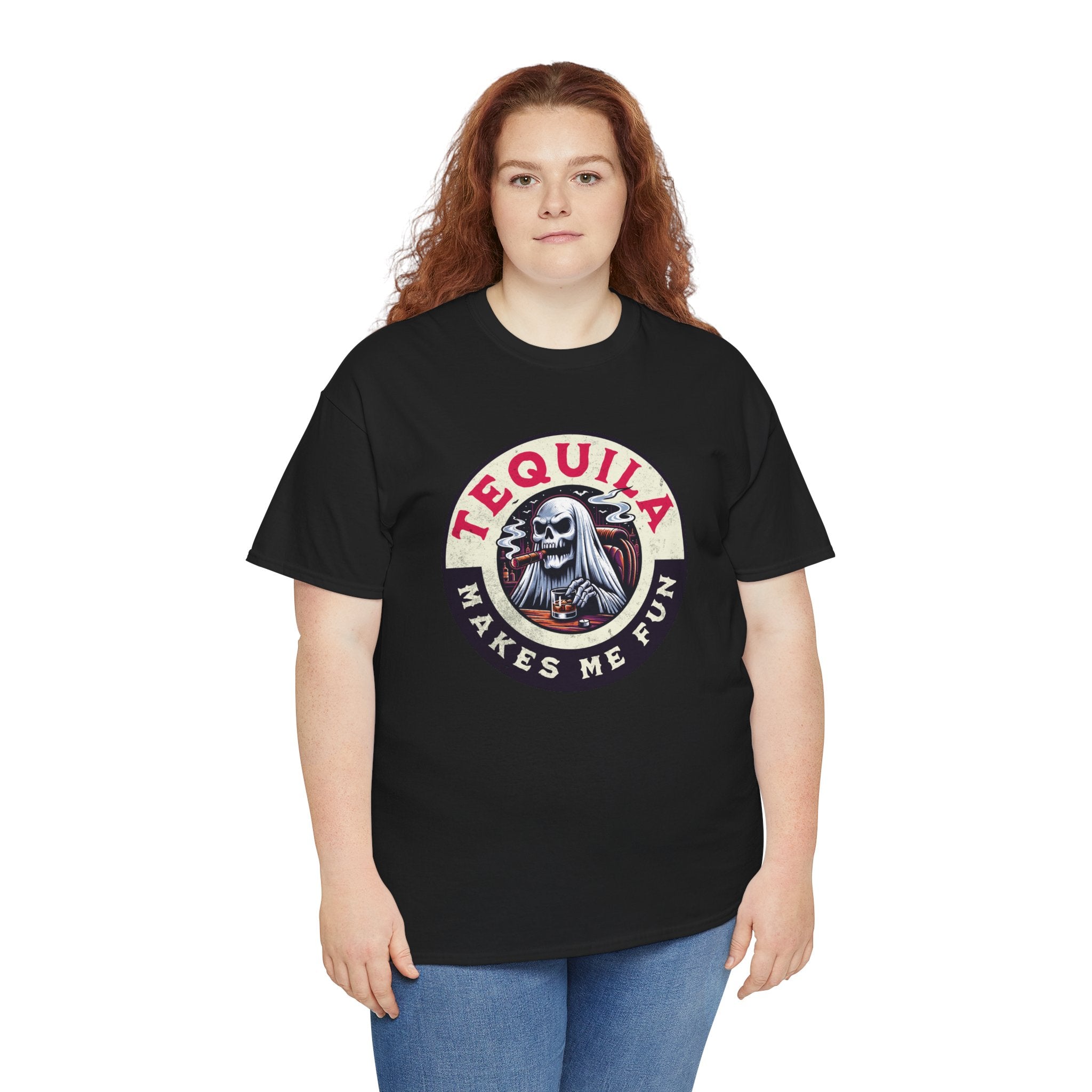 Tequila Makes Me Fun T-Shirt – Funny Party Graphic Tee with Skull &amp; Bottle Design