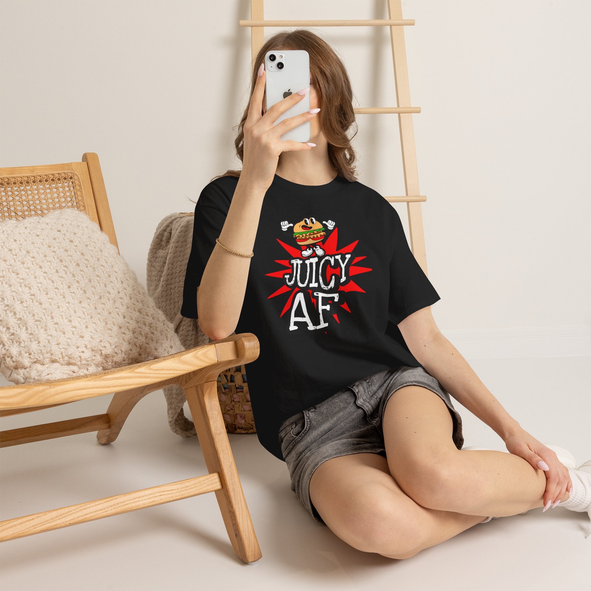 Juicy AF T-Shirt — Retro Cartoon Burger Graphic Tee