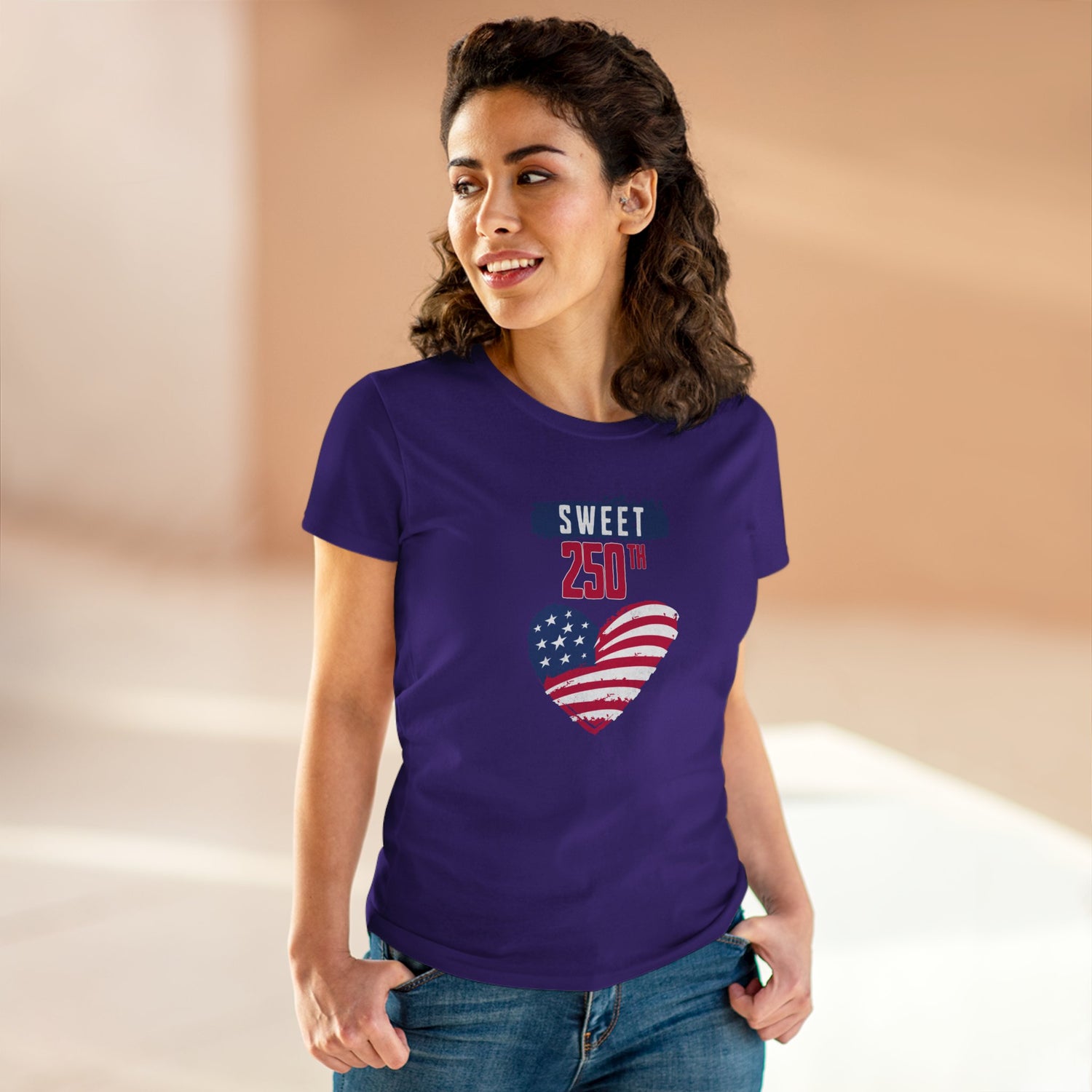 Sweet 250th American Flag Heart T‑Shirt