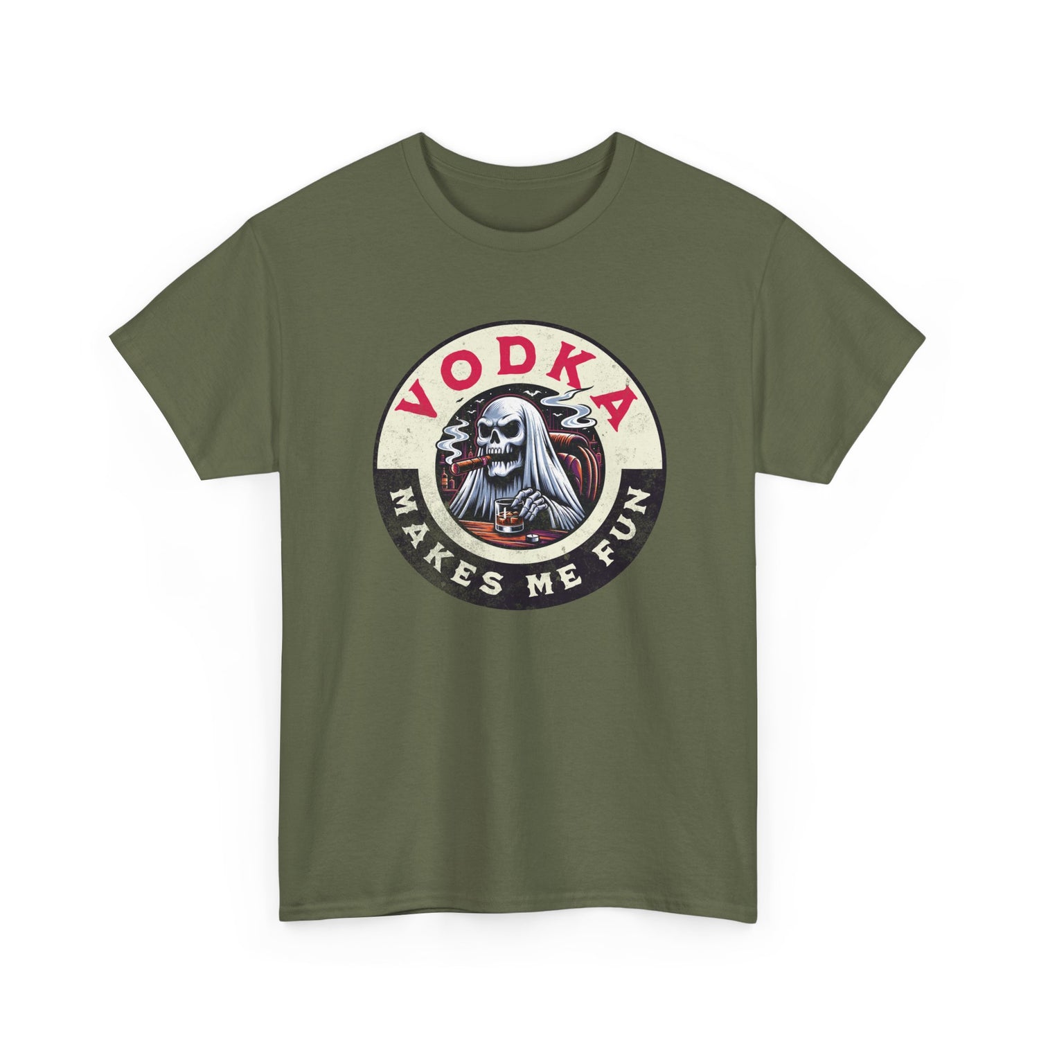 Vodka Makes Me Fun T-Shirt - Retro Skull Drinking Graphic Tee