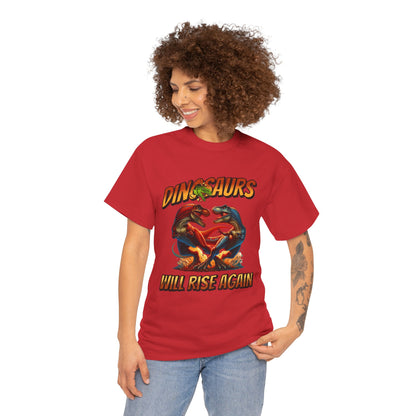 Dinosaur Graphic Tee – "Dinosaurs Will Rise Again" Retro Jurassic T‑Shirt
