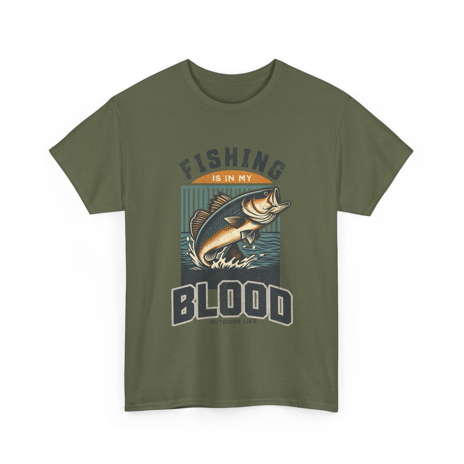 Fishing Is My Blood T-Shirt — Retro Bass Graphic Tee for Anglers