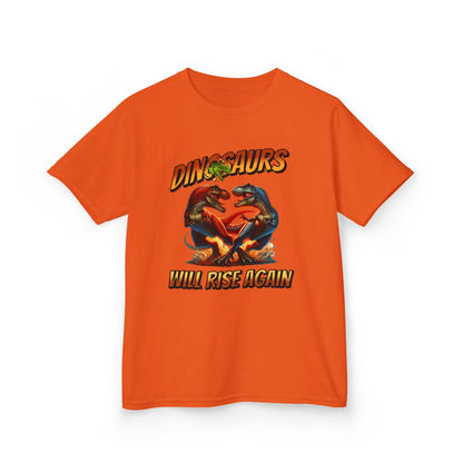 Kids Tee — "Dinosaurs Will Rise Again" Retro T-Rex Graphic