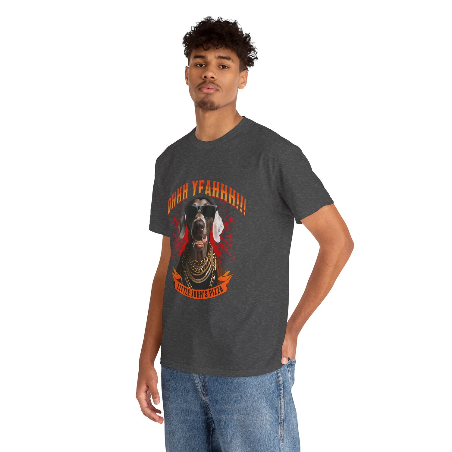 Little Johns Pizza Lover Unisex Tee, Ohhh Yeahhh Graphic Tee, Funny Dog T-Shirt, Food Lover Gift, Unisex Cotton Shirt