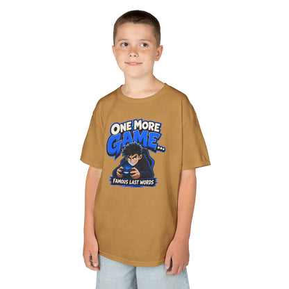 Kids Tee — "One More Game... Famous Last Words" Gaming Graphic Shirt