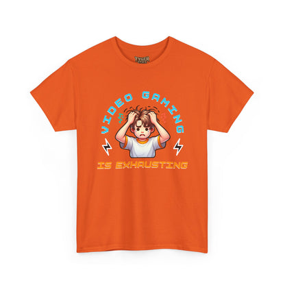 Gaming T‑Shirt — "Video Gaming Is Exhausting" Cute Anime Gamer Tee