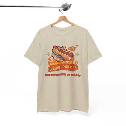 Funny Hot Dog T-Shirt — Weiner Holder Adult-Themed Tee