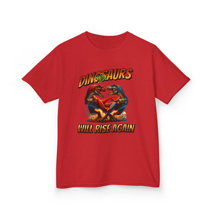 Kids Tee — "Dinosaurs Will Rise Again" Retro T-Rex Graphic